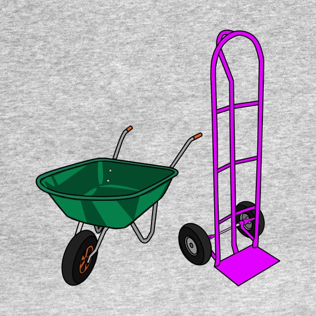 Wheelbarrow & hand trolley cartoon illustration by Miss Cartoon